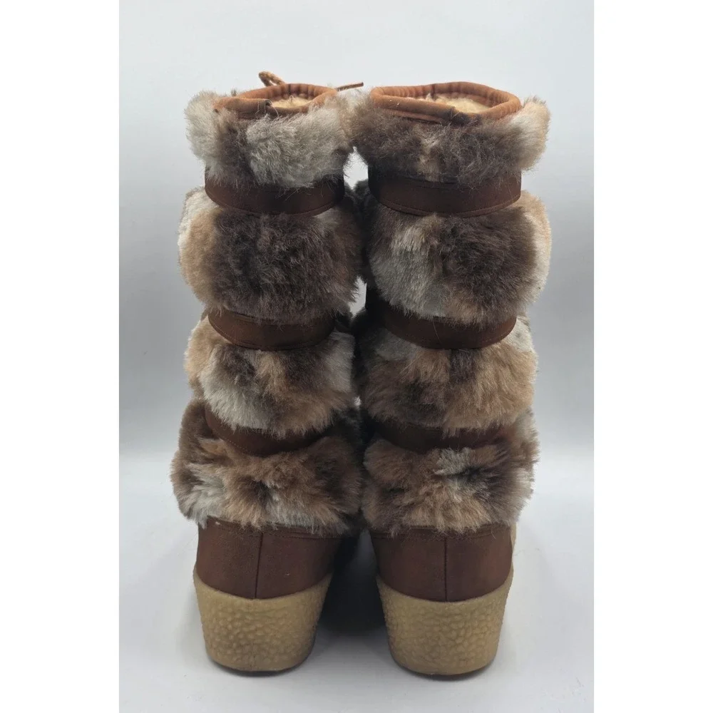 Snowland Vintage Yodelers 70s Brown Suede Faux Fur Snow Boots Womens 9